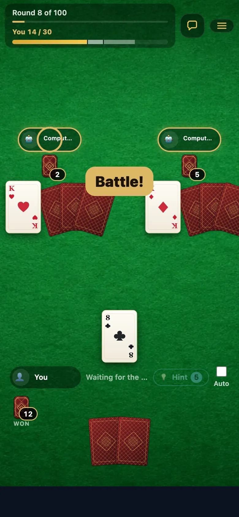 Card Battle gameplay, screenshot 2