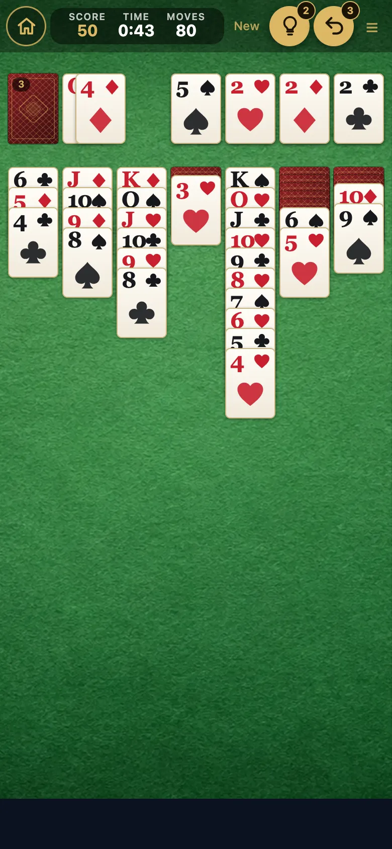 Solitaire gameplay, screenshot 2