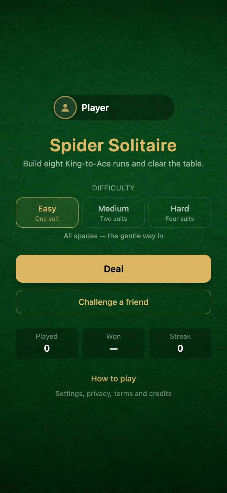 Spider Solitaire gameplay, screenshot 3